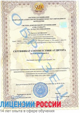 Образец сертификата соответствия аудитора №ST.RU.EXP.00006191-2 Первомайск Сертификат ISO 50001